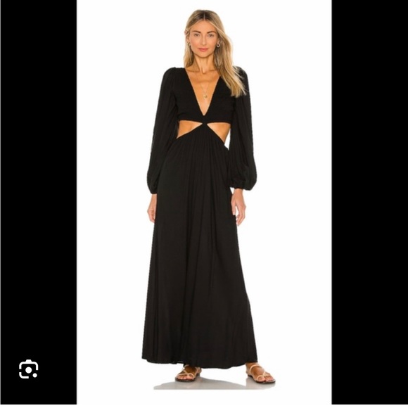 Indah REVOLVE JULIE black long sleeve sexy maxi dress small - Picture 1 of 9